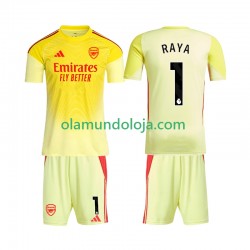 Camisola Arsenal Raya 1 Guarda-redes Criança Equipamento Primeiro 2025-2026 Manga Curta